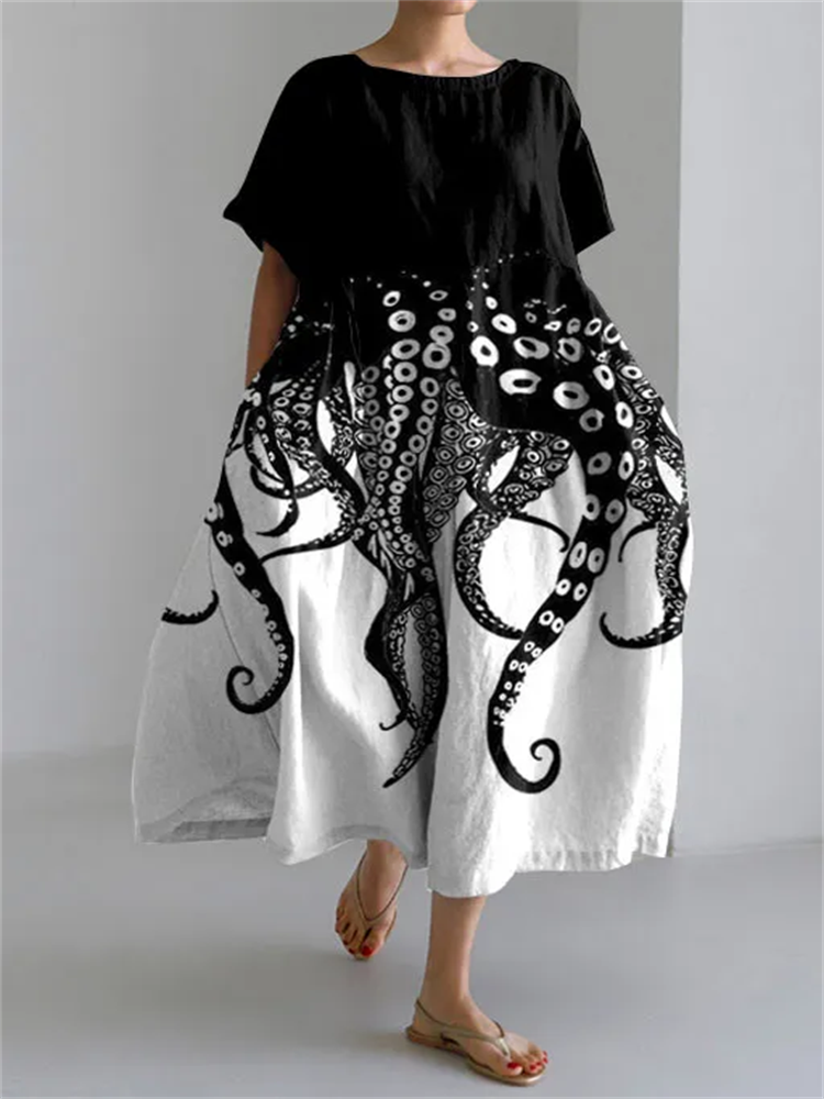 Océane | Robe Longue Artistique Octopus – La Boutique Fleury
